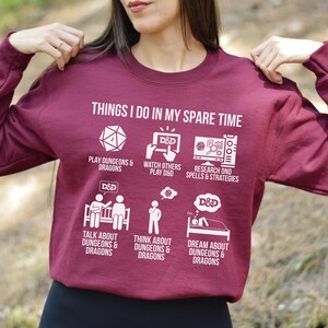 Things I Do in My Spare Time DnD Shirt, Funny Dungeons & Dragons Gamer Tee, Tabletop RPG Humor Gift for Players image 7