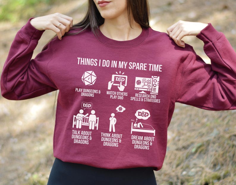 Things I Do in My Spare Time DnD Shirt, Funny Dungeons & Dragons Gamer Tee, Tabletop RPG Humor Gift for Players image 7