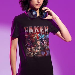 Faker T1 Bootleg-T-shirt: Retro League of Legends Esports-T-shirt afbeelding 13