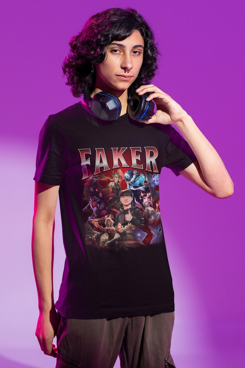 Faker T1 Bootleg-T-shirt: Retro League of Legends Esports-T-shirt afbeelding 13