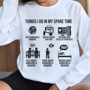 Things I Do in My Spare Time DnD Shirt, Funny Dungeons & Dragons Gamer Tee, Tabletop RPG Humor Gift for Players image 5