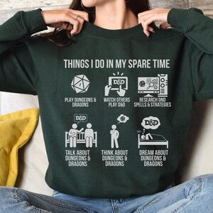 Things I Do in My Spare Time DnD Shirt, Funny Dungeons & Dragons Gamer Tee, Tabletop RPG Humor Gift for Players image 6