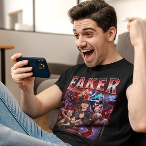 Faker T1 Bootleg-T-shirt: Retro League of Legends Esports-T-shirt afbeelding 9