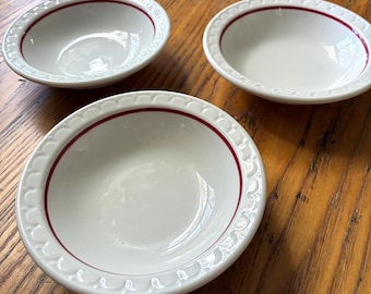 Vintage 1928 Syracuse China Fruit Dessert Sauce Bowls, Set of 3, Cardinal Line, 6 - I, Small Vintage Bowls