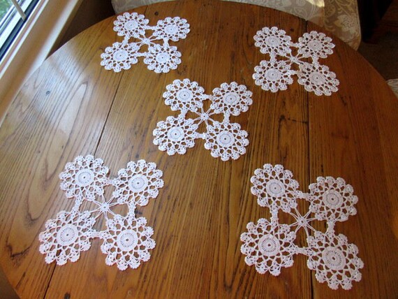Buy Antique Antimacassar Set 5 Pieces White Crochet Antimacassar Set White Floral Arm and Headrest Vintage Antimacassar Set Shabby Chic Online in India Etsy