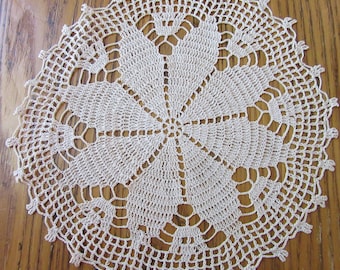 Vintage Crochet Doily, Ecru, 12&quot;, Round Doily, Crochet Doily, Beige Doily, Doily, Vintage Decor, Rustic Deco, Retro Decor, Farmhouse Chic
