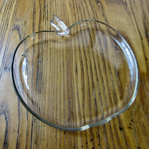 Piatto di mele vintage, piatti in vetro trasparente, piatto di mele in vetro trasparente, piatto per antipasti, piatto da pranzo, anni &#39;50, regalo per lei, da collezione