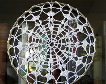 Suncatcher, Upcycled Vintage Crocheted Doily, Window Decoration, Wall Hanging