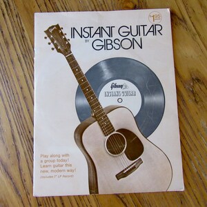 Vintage Guitar Lesson Book, Instant Guitar by Gibson, 1972, Guitar Instruction, Guitar Collectibles, 20 Step Lesson Plan, 33 LP Record, Gift image 1