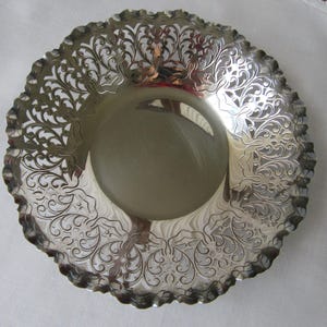 Bol en dentelle plaqué argent vintage, bol en argent design percé, danois, bol de service en argent, décoration d'intérieur, décoration en argent, table formelle, cadeau de mariage