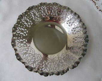 Vintage Silberne Platte Lace Schüssel, Durchbohrte Design Silber Schüssel, Dänisch, Silberne Servierschüssel, Wohnkultur, Silber Decor, Formelle Tabelle, Hochzeitsgeschenk