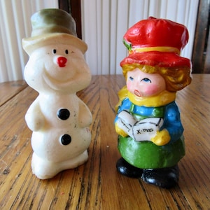 Vintage Christmas Candles, Caroler, Snowman, Unused, 1970s, Christmas Decor, Christmas Candles, Gift For Her, Holiday Decor, Vintage Candles