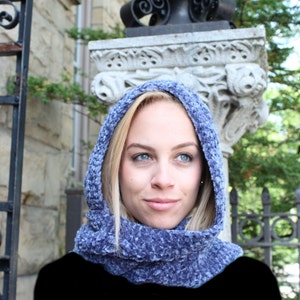 Sciarpa con cappuccio, 100% cotone biologico o ciniglia di poliestere, la tua scelta di colore, Scood, regalo fatto a mano, regalo per lei, sciarpa invernale, sciarpa da donna