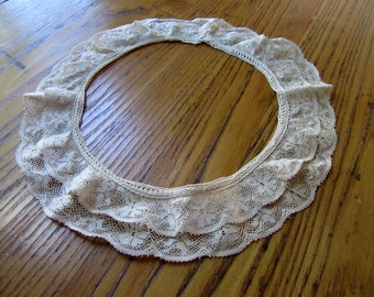 Antique Bucks Point Lace Collar, Antique White, Floral, Round Lace Collar, Antique Lace, Point Lace, Point Lace Collar, Sewing Notions