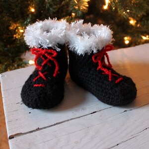 Crochet Santa Booties Pattern, Santa Booties, Crochet Baby Santa Boots, Santa Boots Pattern image 4