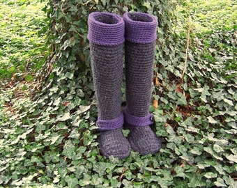 Crochet Boots, Tall Boots, 20 to 25 inches, Custom Made, Your Choice of Colors, Boots