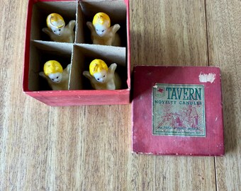 Very Early 1940s Tavern Novelty Christmas Candles, Angels, Set of 4, Unused/Original Box, Socony Vacuum Oil Company, Inc., #757