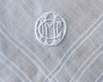 Vintage C M M Monogrammed Handkerchief, Children's Handkerchief, White Embroidery, Cotton, Vintage Handkerchief, Retro Accessories, Wedding