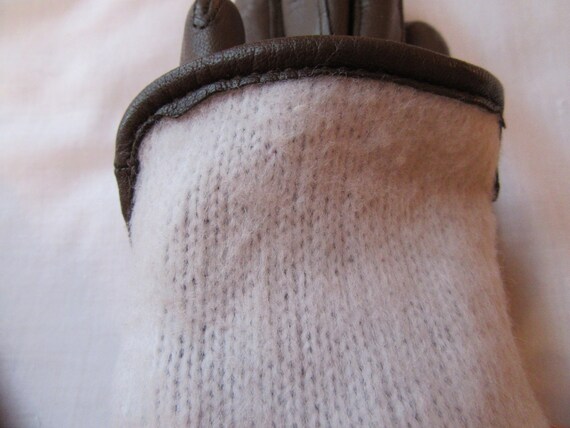 Vintage Leather Winter Gloves, Cashmere Lining, S… - image 5