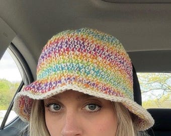 Crochet Pride Bucket Hat Pattern, LGBTQ Crochet Hat Pattern, Summer Hat, Pride Hat, Rainbow Bucket Hat, Summer Hat