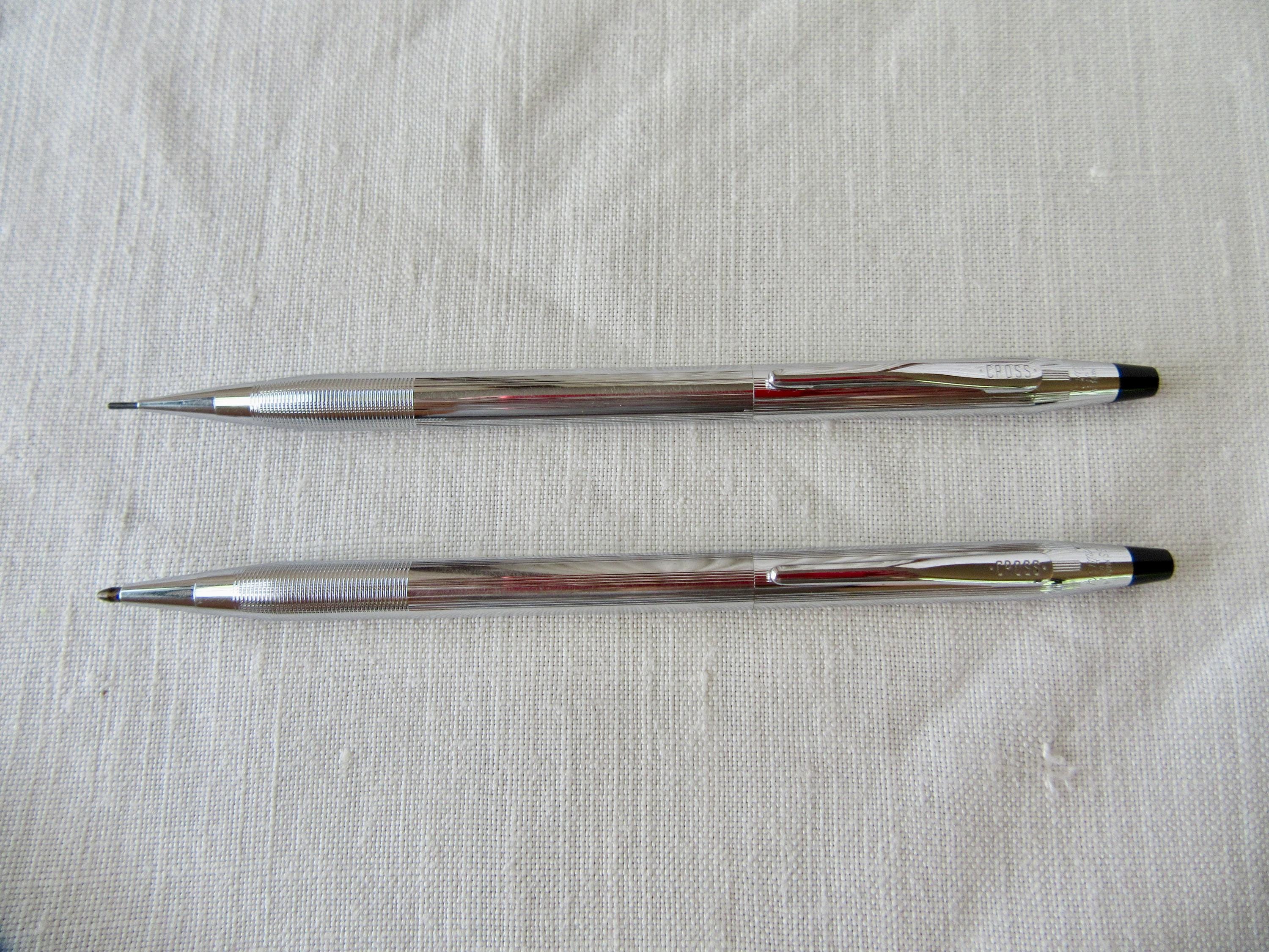 Vintage Cross Silver Tone Ballpoint Pen & Pencil Set, Silver Cross