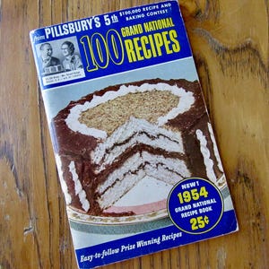 Vintage 1954 Cookbook, Pillsbury's 5th Grand National Contest, Vintage Cook Booklets, Grand National Bake-off, Collectible Cookbook, Gift
