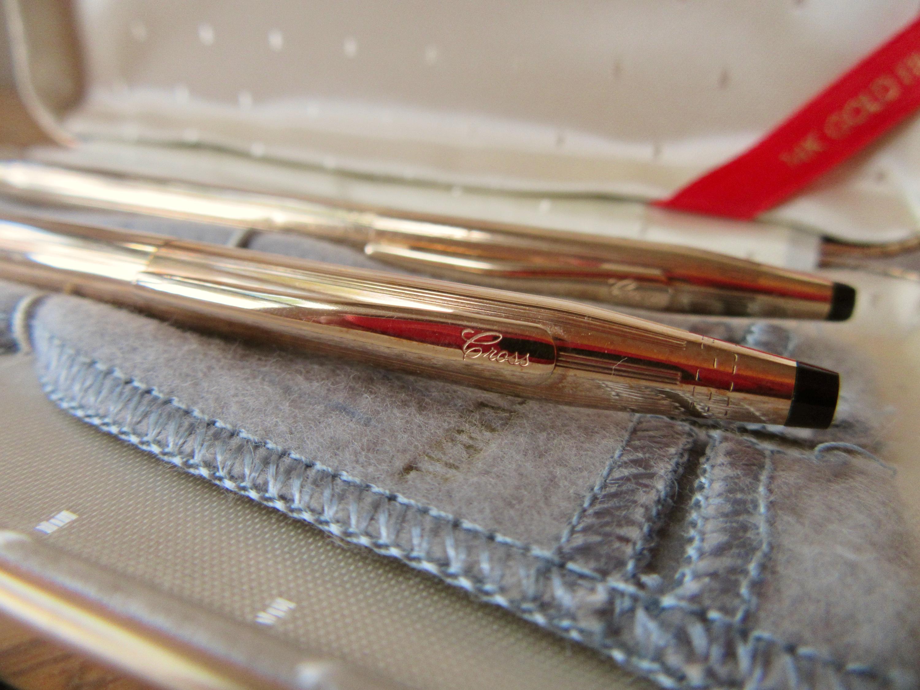 Vintage 1967 Cross 14K GOLD Filled Ballpoint Pen & Pencil Set