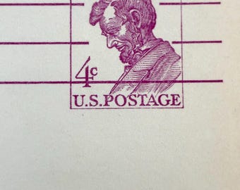 Vintage USPS 1962-1966 Lincoln Prestamped Postal Stationery,purple