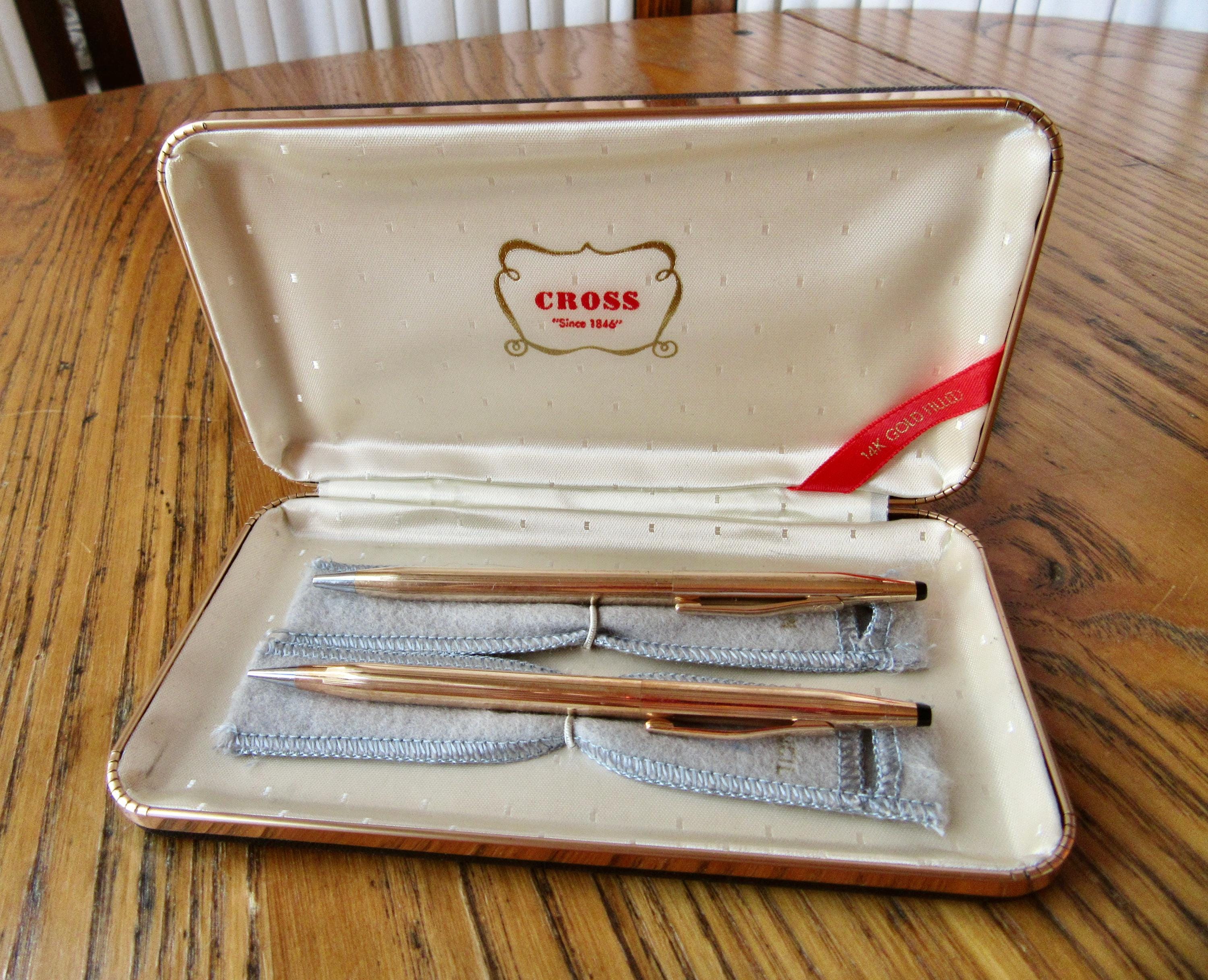Vintage 1967 Cross 14K GOLD Filled Ballpoint Pen & Pencil Set
