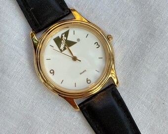 Reloj de hombre vintage de Kmart, reloj Kmart, correa de cuero negro, reloj analógico