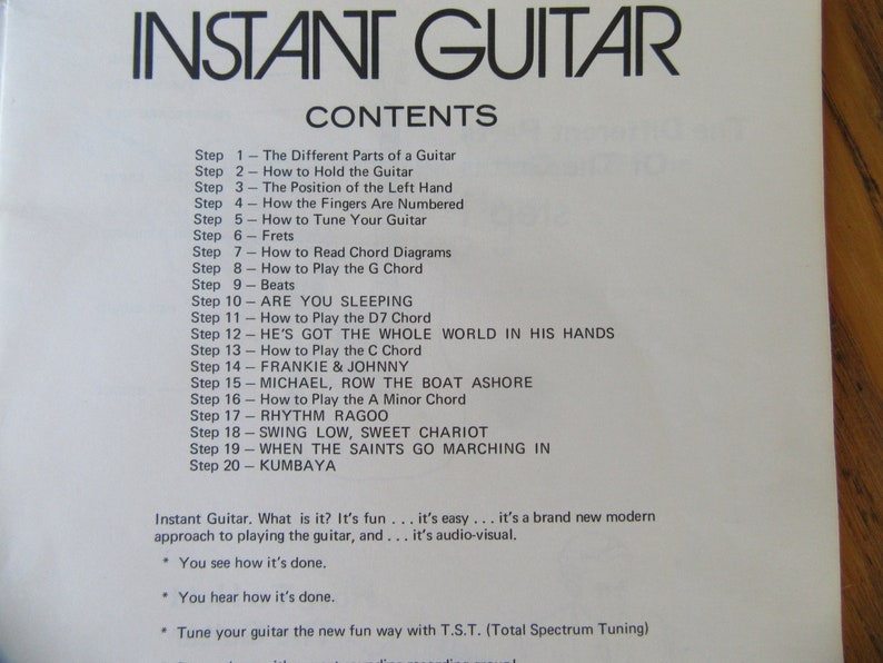 Vintage Guitar Lesson Book, Instant Guitar by Gibson, 1972, Guitar Instruction, Guitar Collectibles, 20 Step Lesson Plan, 33 LP Record, Gift image 3