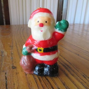 Vintage kerstkaars, Kerstman, ongebruikt, jaren 1970, vintage kerstdecor, kerstkaarsen, kerstkaars, decoratie kerst