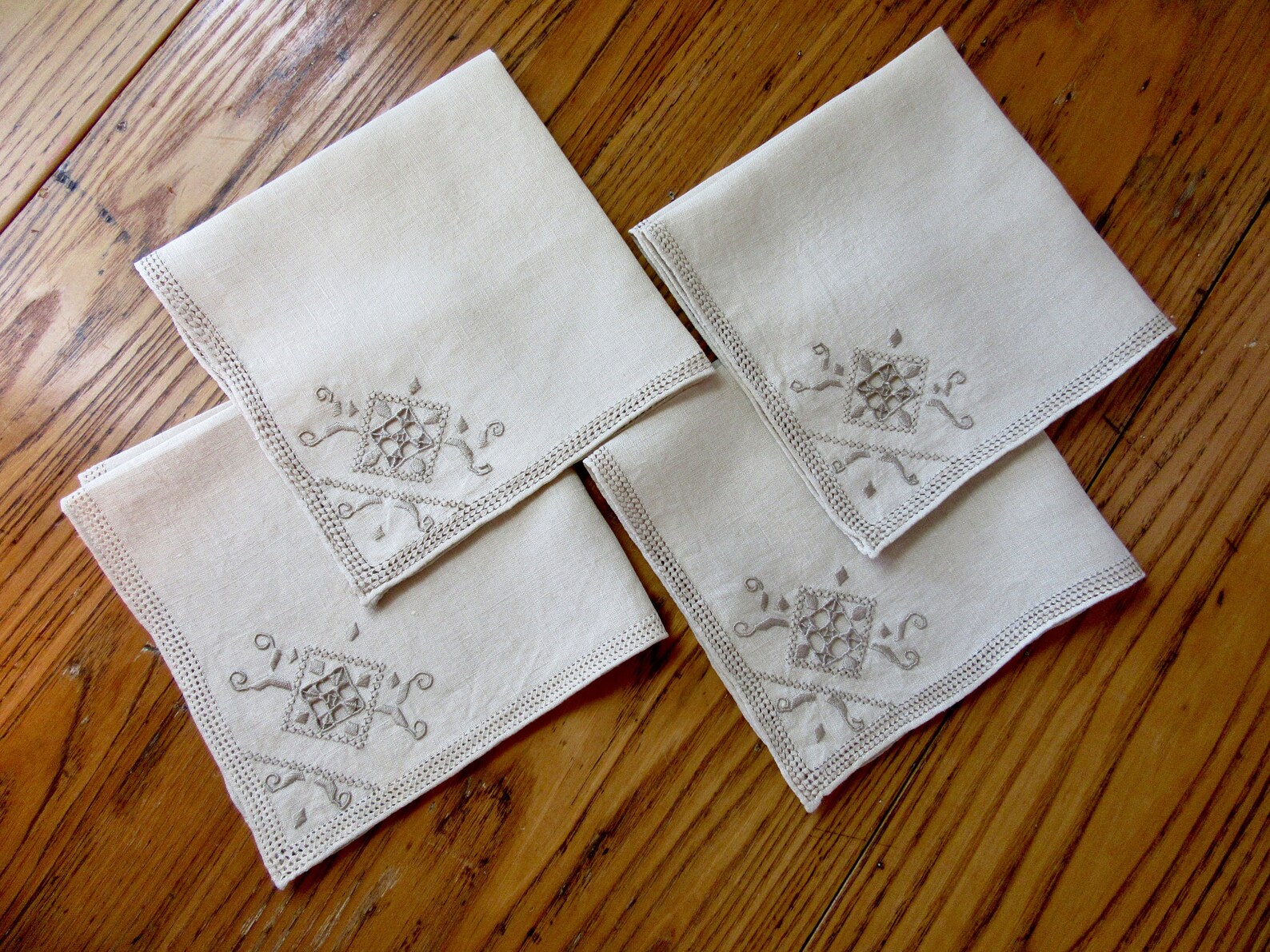 Vintage Italian Linen Napkins Set of 4 Dinner Beige Punto Etsy