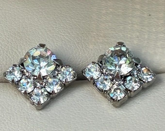 Pendientes vintage de diamantes de imitación, pendientes de diamantes de imitación transparentes, pendientes Art Déco, regalo para ella, postes