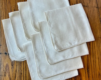 Vintage Linen Napkins, Set of 8, 17"x16", Ivory, Linen Napkins, Vintage Napkins, Ivory Linen Napkins, Reuse, Dinner Napkins, Dyeable Linens