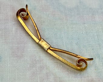 Barre De Col Rayé Métal Vintage Années 70 - Fermoir Col Ton Or - Accessoire Homme