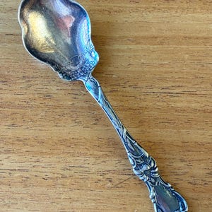 Antique Wallace Silver 1902 Floral Silverplate Sugar Spoon, Vintage Silverware