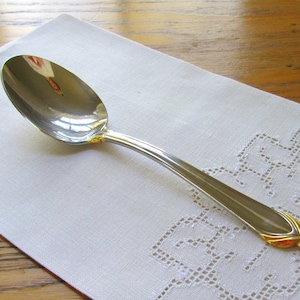 Mikasa Delacroix Gold Flatware, Soup Spoon, Two Tone Gold and Silver, Gold and Silver Flatware, 1980&#39;s, 18/8, Stainless Steel