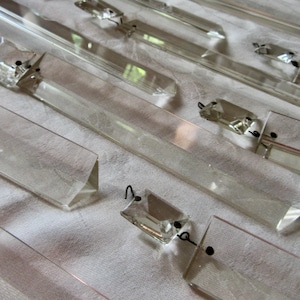 Antique Chandelier Crystals, Colonial Prism, X Prism, 7 1/4&quot; X 1&quot;, Reclaimed, Chandelier Prisms, Clear Chandelier Crystals, Sold Separately