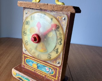 Vintage 1962 Fisher Price Tick Tock Teaching Clock, Collectible Toys
