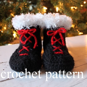 Crochet Santa Booties Pattern, Santa Booties, Crochet Baby Santa Boots, Santa Boots Pattern image 1