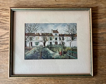 Rare Vintage Maurice Utrillo Lithograph Print, Le Jardin de Montmagny, Braun Edition, ES Hermann New York, SOHO Gallery London