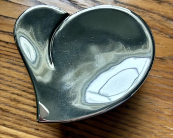 Caja de plata vintage con forma de corazón de Lori Greiner, joyero de plata, joyero de plata que no se empaña