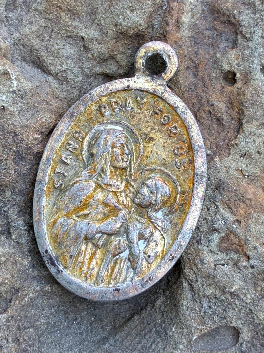 Vintage Saint Ann De Beaupre Medal, Gold Tone, Religious Medal, St ...
