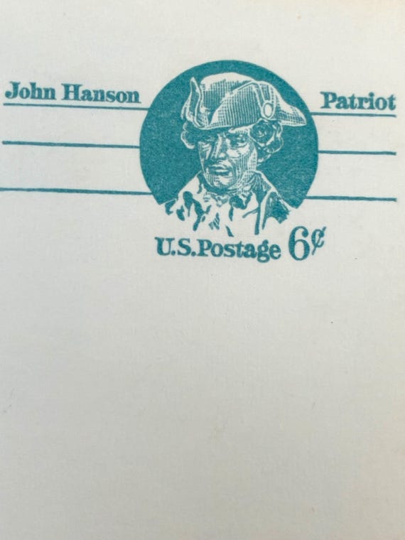 ヴィンテージ USPS 1972 ジョン・ハンソン 切手付き郵便文具、ティール