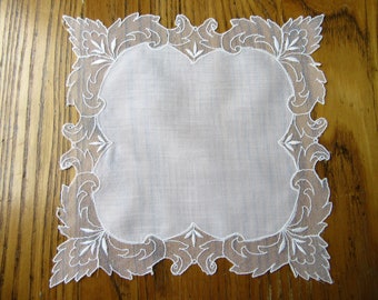 Antique Wedding Handkerchief, Vintage Wedding Handkerchief, Lace Handkerchief, Tambour Lace Handkerchief, Embroidered Lace, Flower Girl