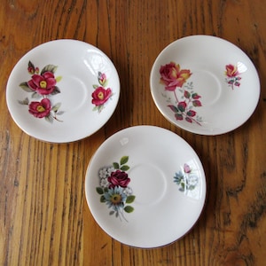 Elizabethan Fine Bone China Saucers, Set of 3, Vintage 1967, Staffordshire England, Vintage Saucers, Gift for Her, Saucers