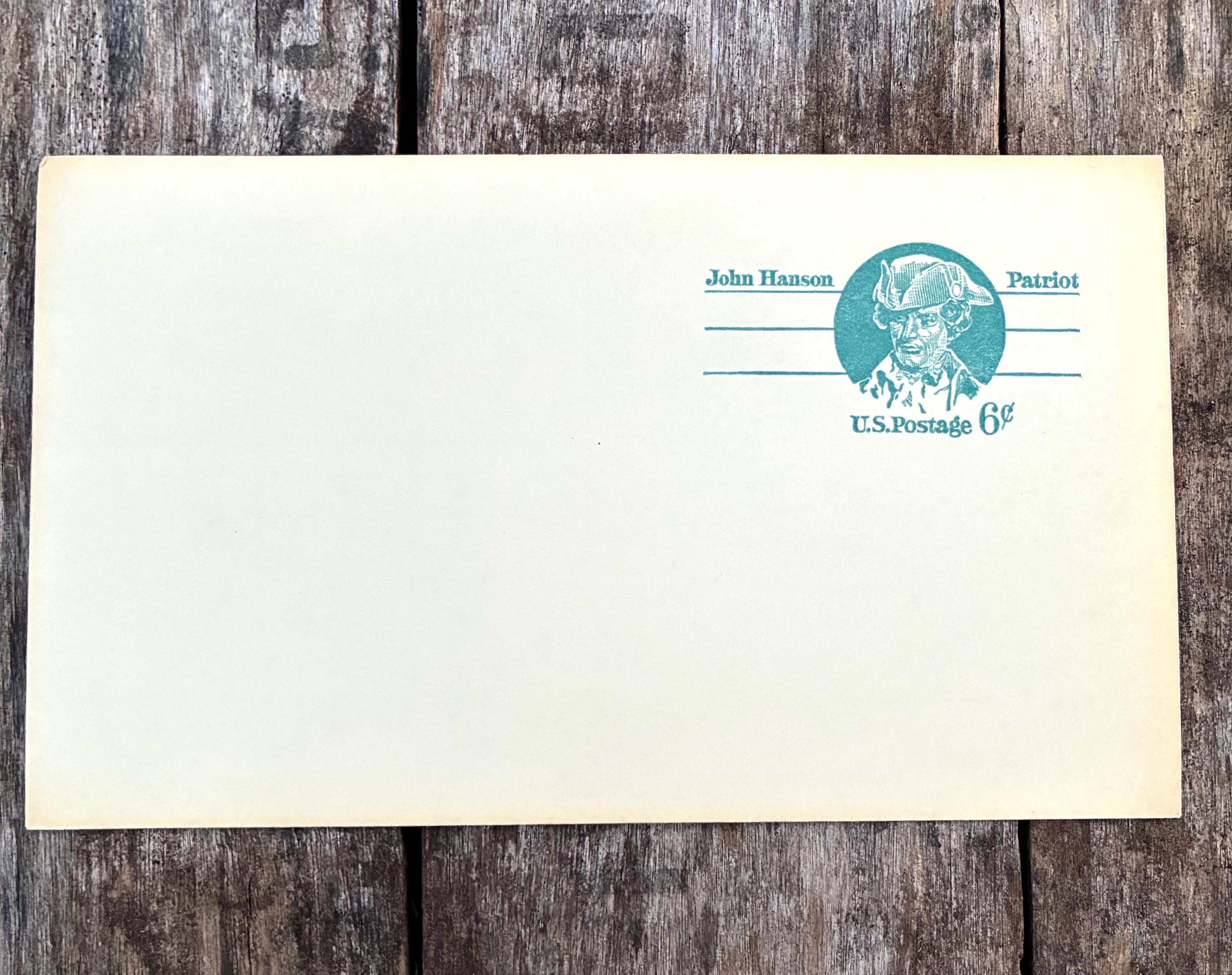 ヴィンテージ USPS 1972 ジョン・ハンソン 切手付き郵便文具、ティール