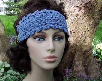 Denim Blue Cotton Headband, Boho Style, Tie Back, Headband, Hipster Fashion, Hipster Accessories, Blue Headband