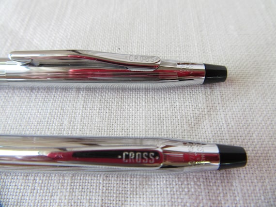 Vintage Cross Silver Tone Ballpoint Pen & Pencil Set, Silver Cross